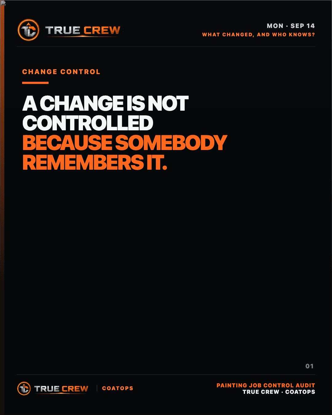 Sep 14 change-control founder-review slide 1